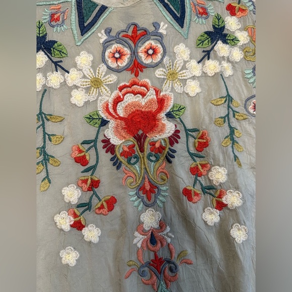 Johnny Was Tamaya Túnica Embroydered Floral Tropical Cruise vacation size M - Picture 6 of 9
